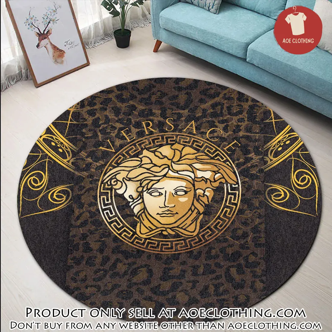 Versace medusa logo luxury brand round rug carpet home decor aoe1511368